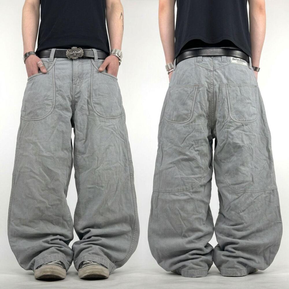 Vintage y2k grunge archive rare faded grey baggy wide leg skater pants